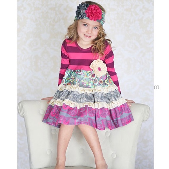 2T Giggle Moon Eternal Bliss Twirl Ruffle Ling Sleeve Fall Dress & Headband Set - Picture 2 of 10